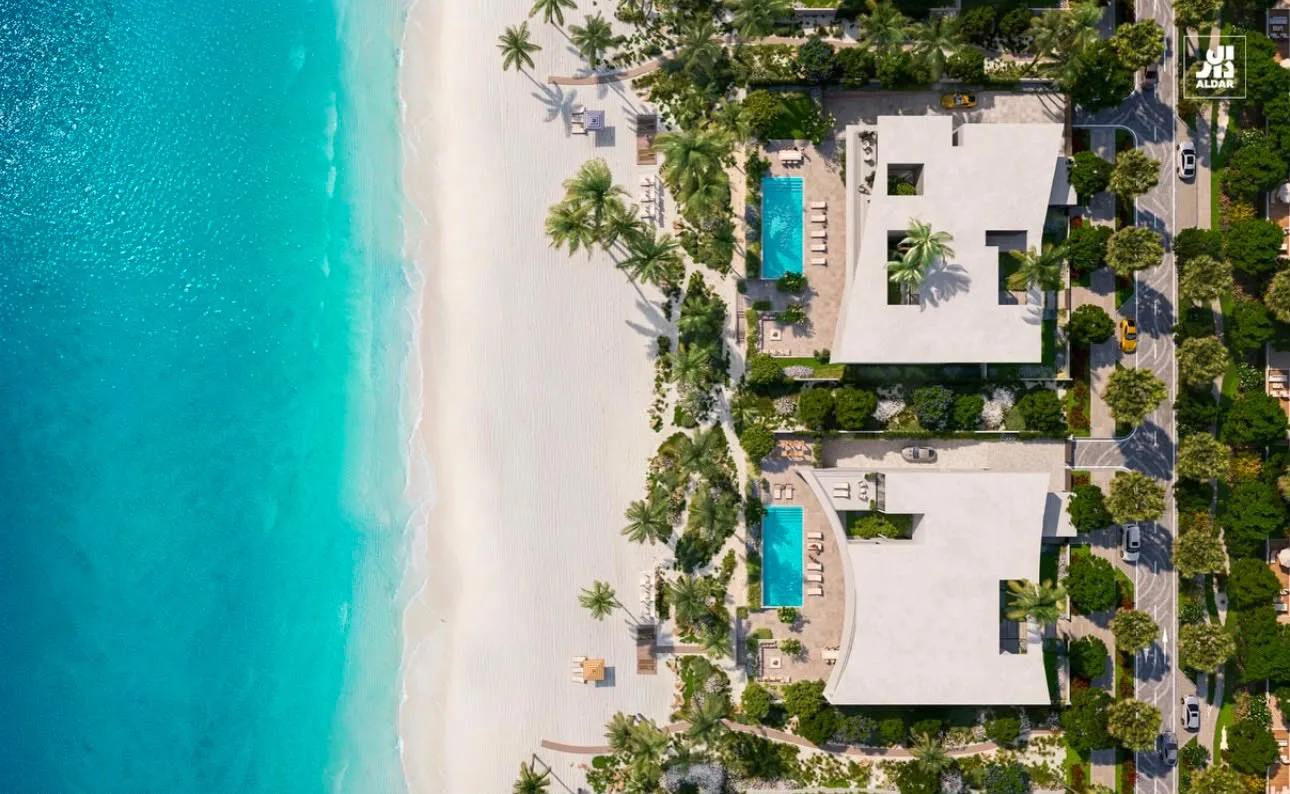 Conceptual aerial view of spacious beachside homes